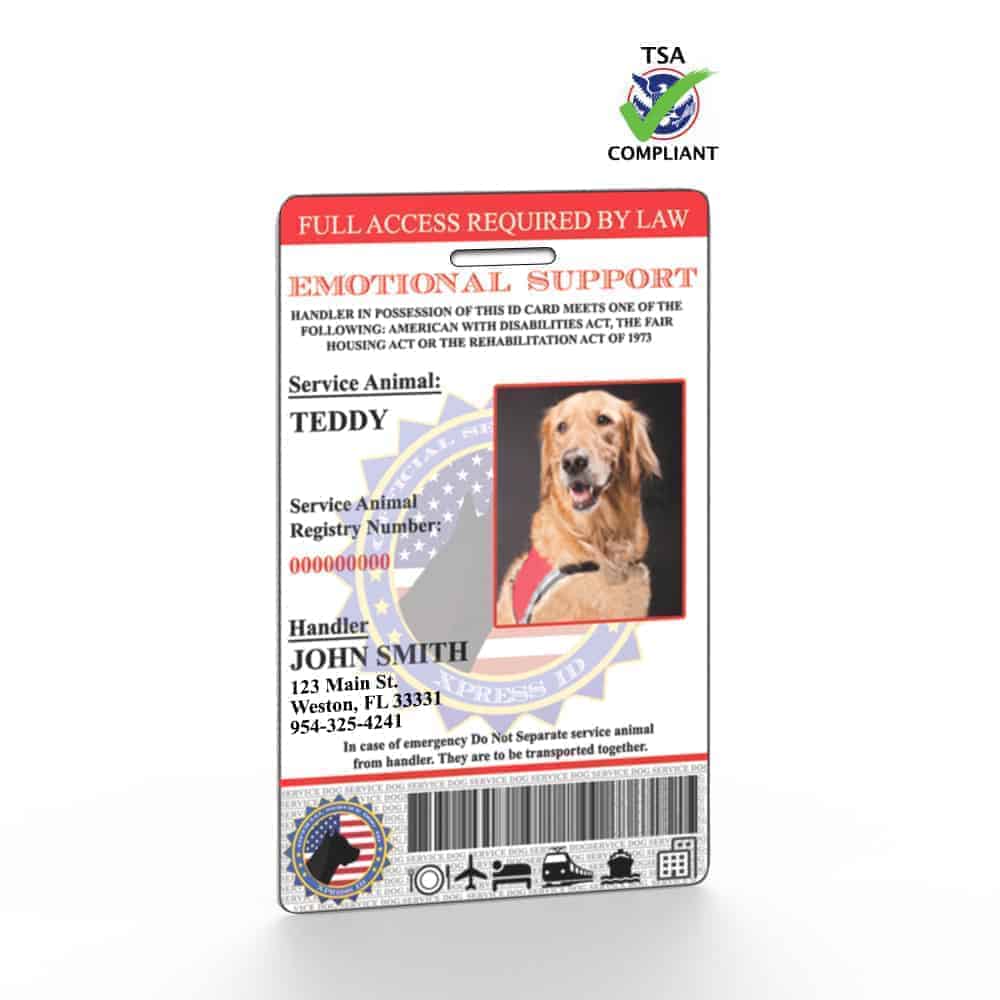 Emotional Support Animal ID Card Free Access To Animal Registry
