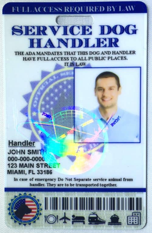 Service Dog Handler ID Card Holographic Service